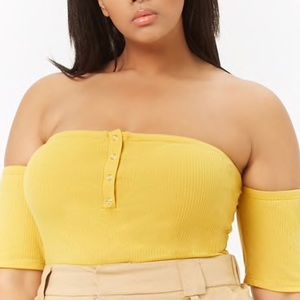 Plus Size Button Down Off The Shoulder Bodysuit 3X